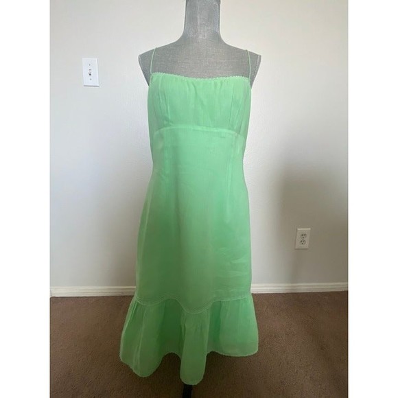 Gianni Bin spaghetti strap Mint green Empire waist 100% Cotton Sun Dress size M - Picture 1 of 4